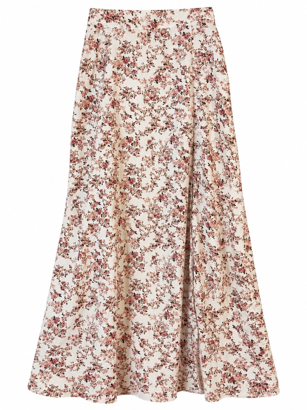 SHEIN Cream A-Line Maxi Skirt with Pink Floral Print